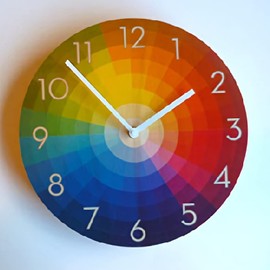 ArogGeld Rainbow Wheel Wall Clock Neutra Numeral Clocks Wall Decor 15 Inch Battery Operated Decorative Wall Clock Silent Round Wood Wall Clock Hanging Clocks for Bedroom Living Room Clock