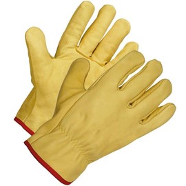 A406 5 Pairs Leather Gloves Yellow Driver Gloves for lorry drivers Soft Leather gloves Extra Soft With Fleece Lining (Medium-8)
