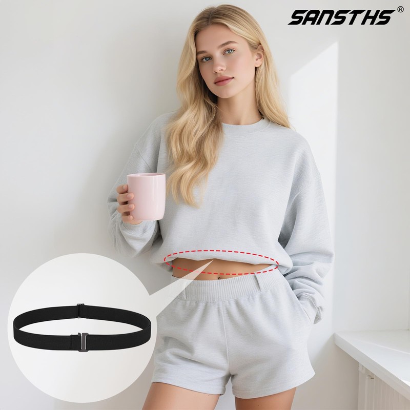 SANSTHS Crop Top Tuck Band for Women Adjustable Tucky Waist