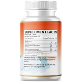 ORGANIC STRENGTH EXPERIENCE PEAK PERFORMANCE Kids Bed Time 1 Chewable Tablet A Day Halal Vitamins Orange Flavor for Age 4-12, 60 Servings