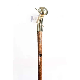 Walking Cane - Original Bubba Stik "Standard" Style Walking Stick with Brass Hame Handle. Made in Texas by Real Texans. (Mahogany, 39" Tall)