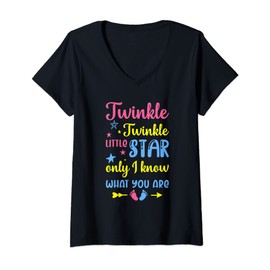 Womens Twinkle Twinkle Little Star Baby Gender Reveal Outfit V-Neck T-Shirt