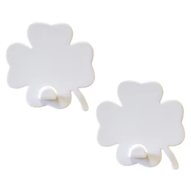 KalaMitica - Set of 2 Magnetic Wall Hangers with Powerful Magnet - White Four Leaf Clovers
