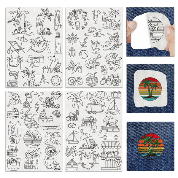 INFUNLY Beach Themed Water Soluble Embroidery Patterns Coconut Tree Submarine