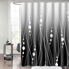 PAEOT Black and Grey Ombre Shower Curtain Gradient Black Gray and White Striped Bathroom Curtain Decor Modern Abstract Geometric Mens Shower Curtains with 12 Hooks 72x72 Inch Washable