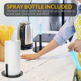 2-in-1 Stainless Steel Paper Towel Holder with Spray Bottle | Black | J.M.T HomeGoods