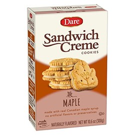 Dare Maple Leaf Crème Cookies â€“ Classic Canadian Cookie Made with Real Maple Syrup, Peanut Free â€“ 10.6 Ounces (Pack of 12)