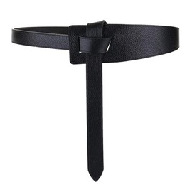 GeorgeX Cinturón de Vestir de Moda para Mujer, Jeans Anudados Sin Cinturón de Hebilla, Cinturónes Ajustable (Negro)