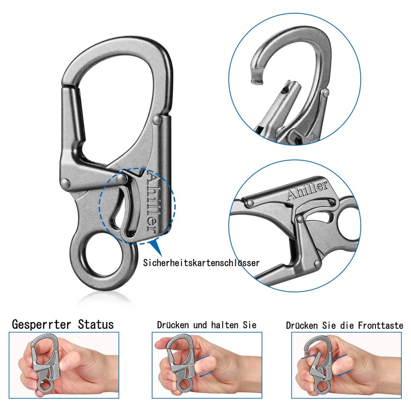 Carabiner, Double Anti-Error Locking, 7.5 cm Alloy Small Carabiner Hook