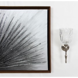 Sweet Summer Living Set of 2 Pieces Wall Candle Holders Metal Sconces with Crystal Glass, Wall Decorations, Hanging Candle Sconce 14 inch Height x 5 inch Width (Nickel Plated)