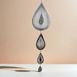 WENJINE Wind Spinner, Water Drop Round Square Design,Bird Scare, Patio, Indoor/Outdoor Yard and Garden Room Decoration (Water Drop)
