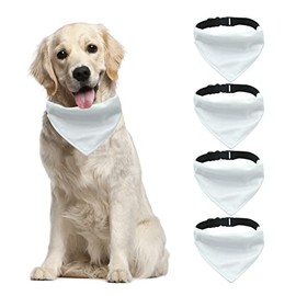 HACRAHO Dog Bandana Collar, 4 PCS White Triangle Dog Bandana with Adjustable Buckle Sublimation Blank DIY Dog Bandanas for Dogs and Cats, S