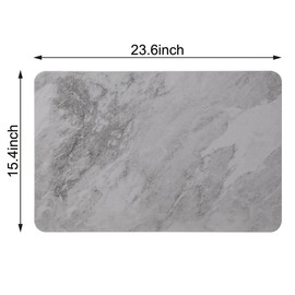 J&V TEXTILES Marble 24x15 Stone Bath Mat Diatomaceous Earth Shower Mat Non-Slip Super Absorbent Diatomite for Bathroom Floor Quick-Drying Easy to Clean (Gray Marble)