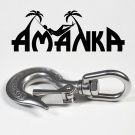 AMANKA Carabiner with Swivel 5x115mm Stainless Steel Rotating Joint to Hang Swing Chairs Punching Bags max 150Kg