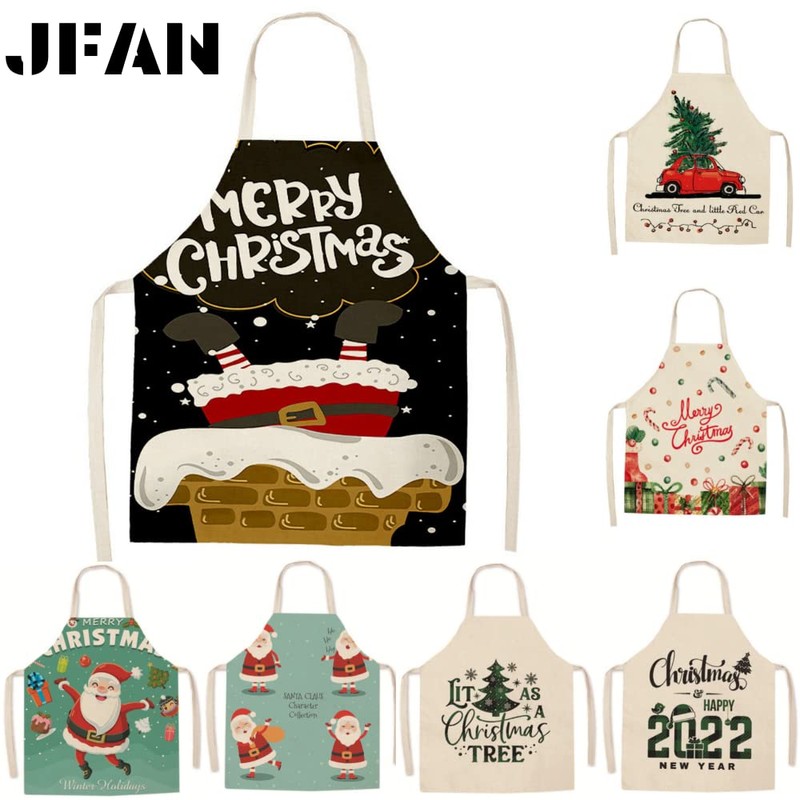 JFAN Christmas Apron Christmas Apron Santa Apron Gift Cartoon Apron