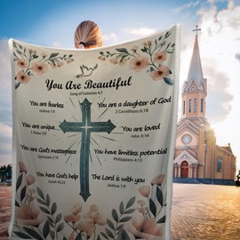 KENPERRY Christian Gifts for Women, Religious Gifts Blanket for Women Birthday Unique,Faith Inspirational Gifts Outdoor Blanket for Girls,Christian Bible Fall Blanket,Thick Blanket for Couch,50"X60"