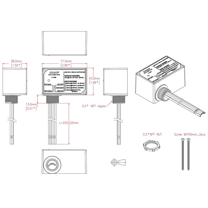 SPDT 10Amp Power Relay Module, Plastic Enclosure and Pre-Wired (AC