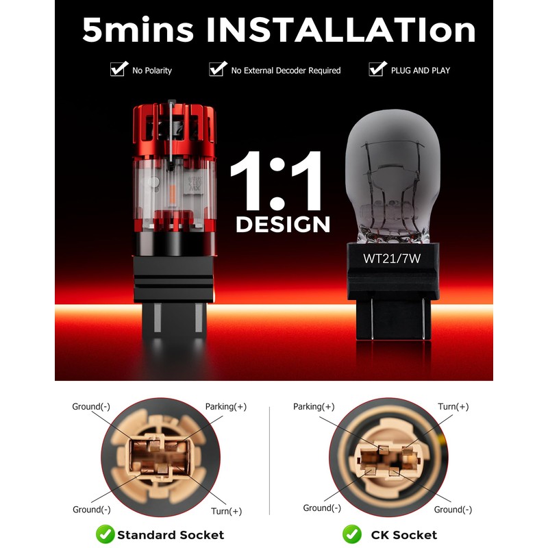 ZONBEAM 4257 4257NA Amber LED Front Turn Signal Bulbs for