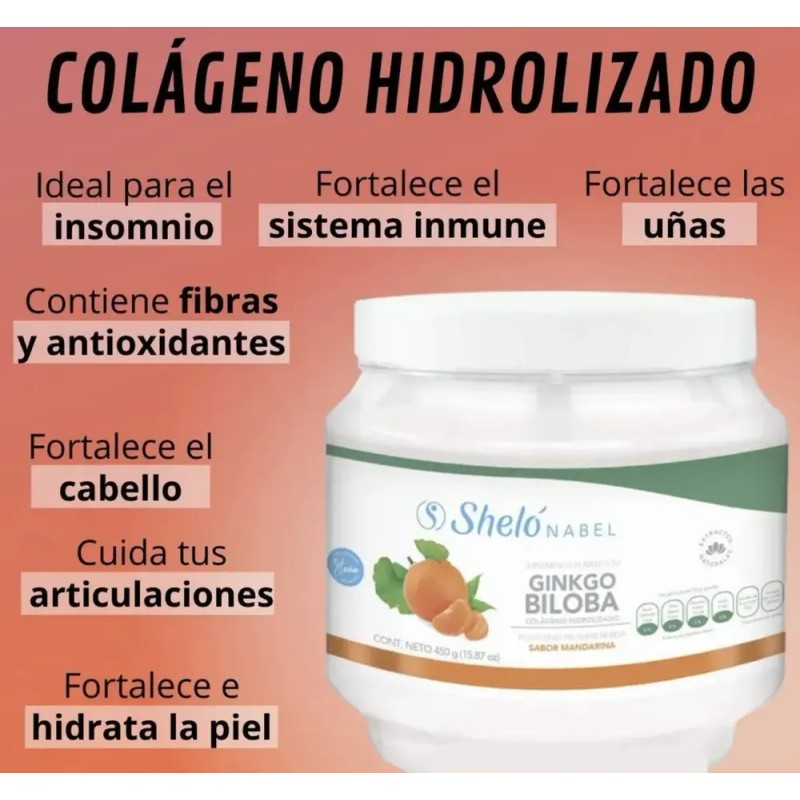 2 Piezas Colágeno Hidrolizado Ginkgo Biloba 450g Shelo Nabel