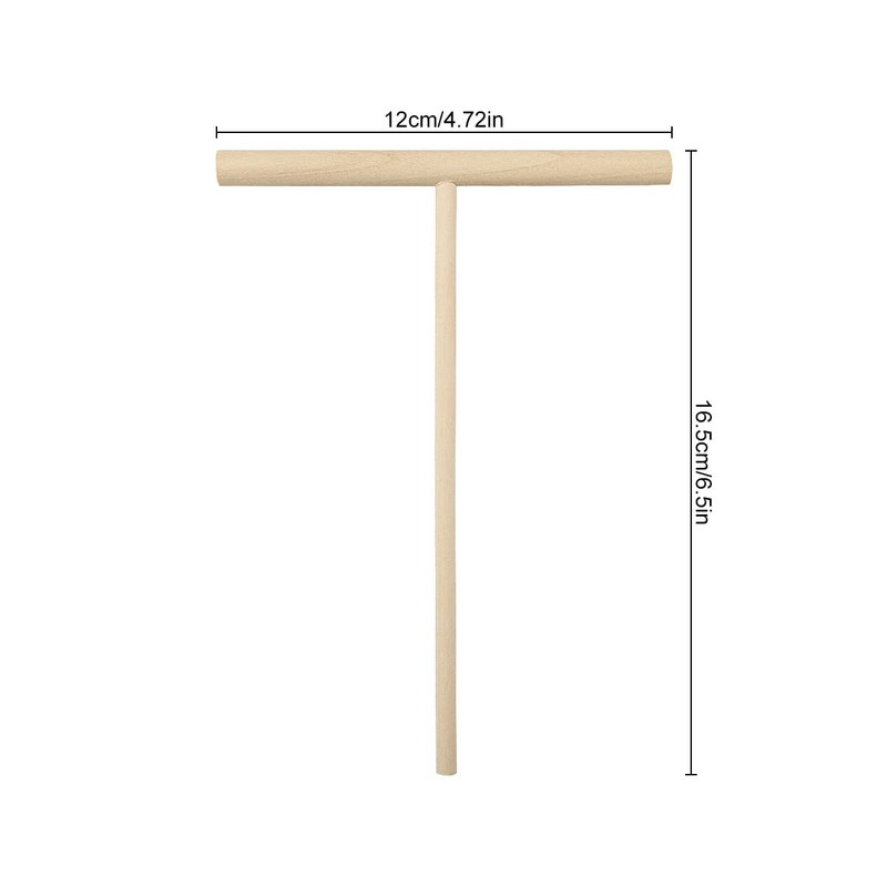 2Pcs Crepe Spreader, Jagowa T-Shape Natural Wooden Stick Pancake Maker