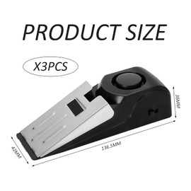 3 Pieces Anti-Collision Door Stop, Door Stop with Alarm, Door Alarm, Security Door Stop, Door Stop Wedge, Protective Security Door, Travel Door Stop, Security Alarm Door