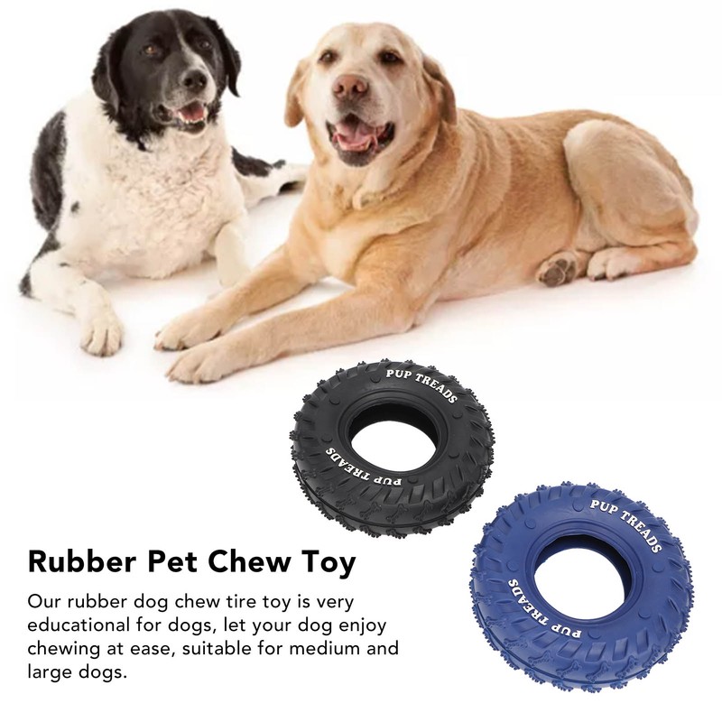 2Pcs Blue Black Rubber Tire Dog Chew Toy Safe Tire