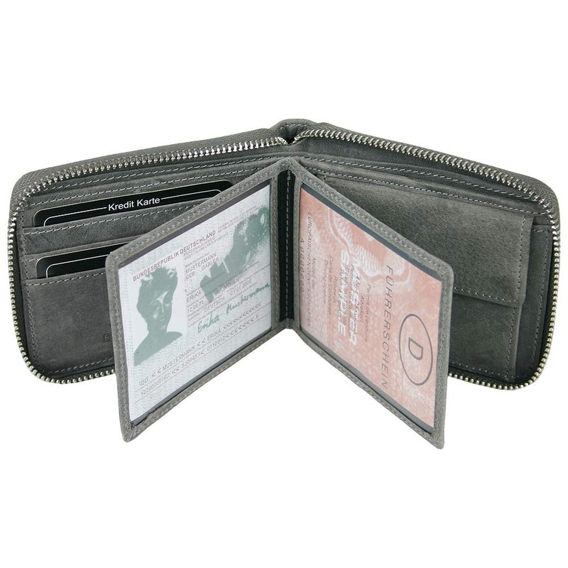 CF CATTERFELD Men's Genuine Leather Wallet with RFID Protection, gray,