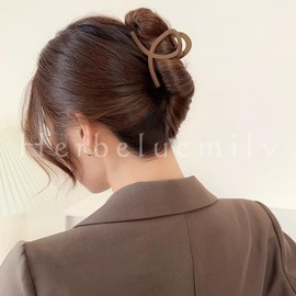 Herbeluemily Hair Clip, Hair Claw, Dakar Hair Claw, Cross Line, Small, Mini, Matte, Light Brown