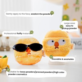 Momo's Workshop Fluffy Powder Puff +Marshmallow Makeup Sponge, Large Makeup Puff for Applying Loose & Pressed Powders, Setting and Baking,Soft,Beginner Friendly,Reusable,Washable, 2PCS