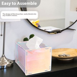 Florasity Acrylic Tissue Holder Box Cover Clear Acrylic Mask Case Dryer for Living Room Bedroom Square