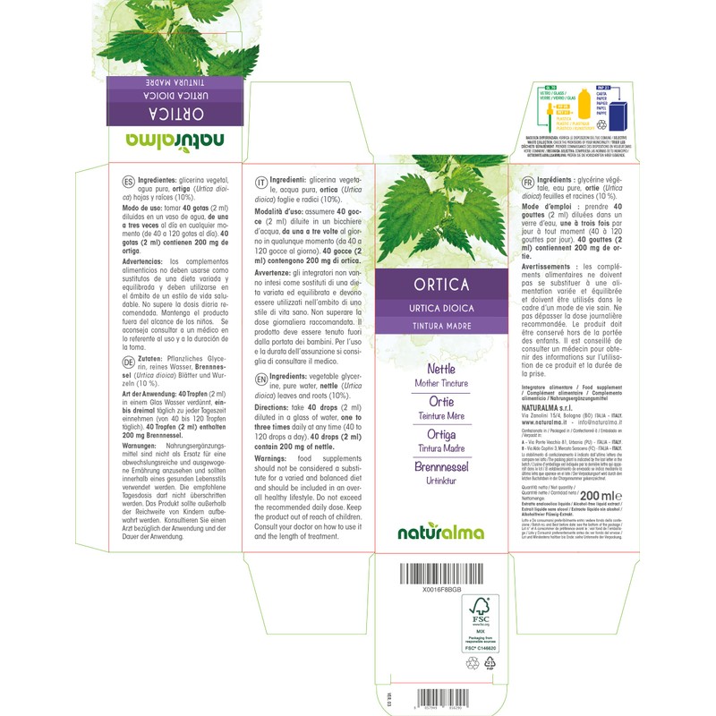 Nettle (Urtica dioica) Leaves and Roots Alcohol-Free Original Tincture Natural