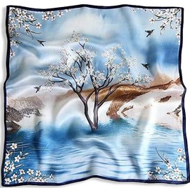 Weximil 100% Pure Mulberry Silk Scarf - 35" Large Square Lightweight Headscarf – Women’s Hair Wraps Shawl With Gift Packed 006