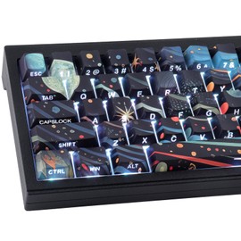 JakeTsai PBT Keycaps 128 Keys Starry Sky Keycaps, Double Shot Shine Through Side Printed Keycap, Cherry Profile Dye Sublimation Keycap for Cherry MX Switch ANSI & ISO Layout Mechanical Keyboards