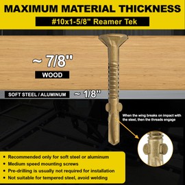 FMhotu #10 x 1-5/8" Trailer Deck Screws, Self-Tapping Sheet Wood Metal Screw, 120Pcs T25 Star Bits Reamer Tek Screws for Trailers, for Attaching Wood to Steel