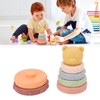 6 Pcs Soft Sensory Stacking Circle Toys with Bear Stacker