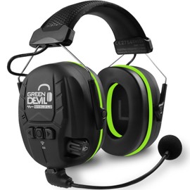 GREEN DEVIL Shield LD Active Hearing Protection - Electronic Hearing Protectors with Bluetooth 5.3 Technology Integrated Microphone EN352 Compliant SNR 32dB for Mowing and Noise Intensive, Green