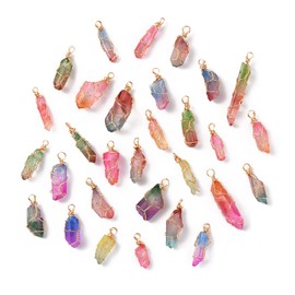 DanLingJewelry 30Pcs Natural Bullet Quartz Stones Pendants Wire Wrapped Chakra Reiki Healing Crystal Charms for Jewellery Crafting DIY
