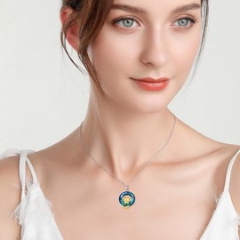 RMREWY 925 Sterling Silver Fox with Crystal Pendant Necklace Birthday for Women