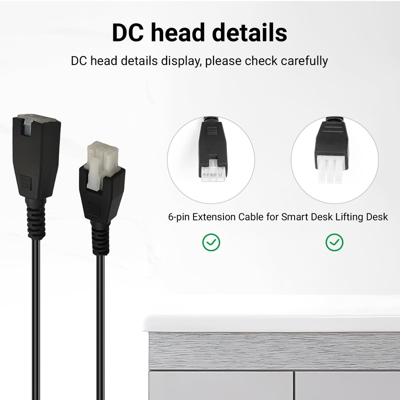 Cable Power Cord 6-Pin for Smart Desk Lifting Desk Push