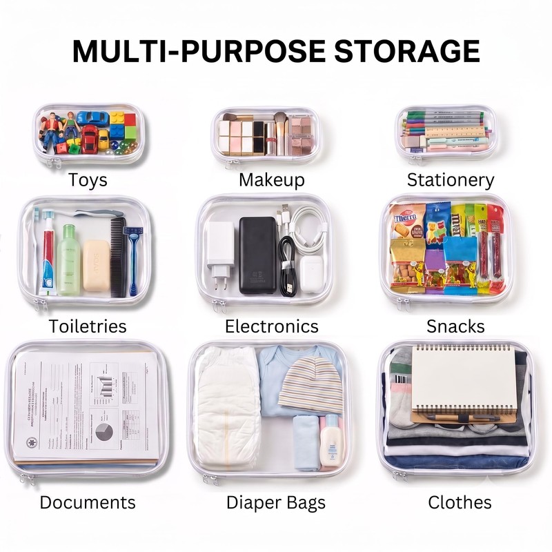 Clear Hard Shell Zipper Case,Diaper Bag Organizer Pouches Set