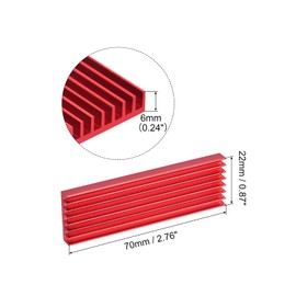 sourcing map 1 Pack M.2 2280 Nvme SSD Heatsink Cooler with Thermal Pad Alloy Aluminum Heat Sink Cooling Sink for PC Laptop, 70x22x6mm, Red