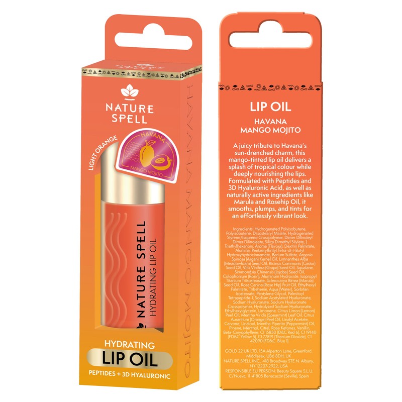 Nature Spell Hydrating Tinted Lip Oil, Havana Mango Mojito, Vegan,