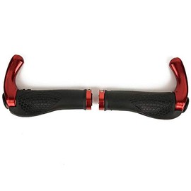 Keenso Absorption Ergonomic Bicycle Handle, Bicycle Handlebar Cover Mountain Bike Road Bike Lock on Handle Handlebar Grip Kit (Red) Bicycle and Spare Parts
