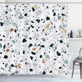 Newhomestyle Modern Terrazzo Shower Curtains, Modern Art Quick Dry Bath Bathroom Curtain, Waterproof Washable Polyester Fabric Bathtub Curtain Decor with 12 Hooks, 180 x 180 cm/ 71X71 in