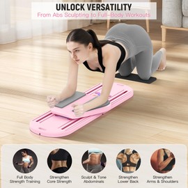 Pilates Board, Pilates Reformer Set, 6 in 1 Pilates Fitness Board for Home Workout, Foldable Pilates Reformer Board, Multifunctional Pilates Training Board with Storage Bag and 4 Adjustable Straps