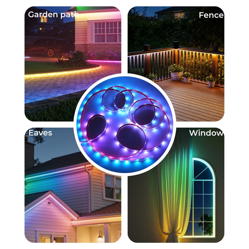 DeckTok Smart 98.4ft Outdoor LED Strip Lights, RGB LED Outdoor