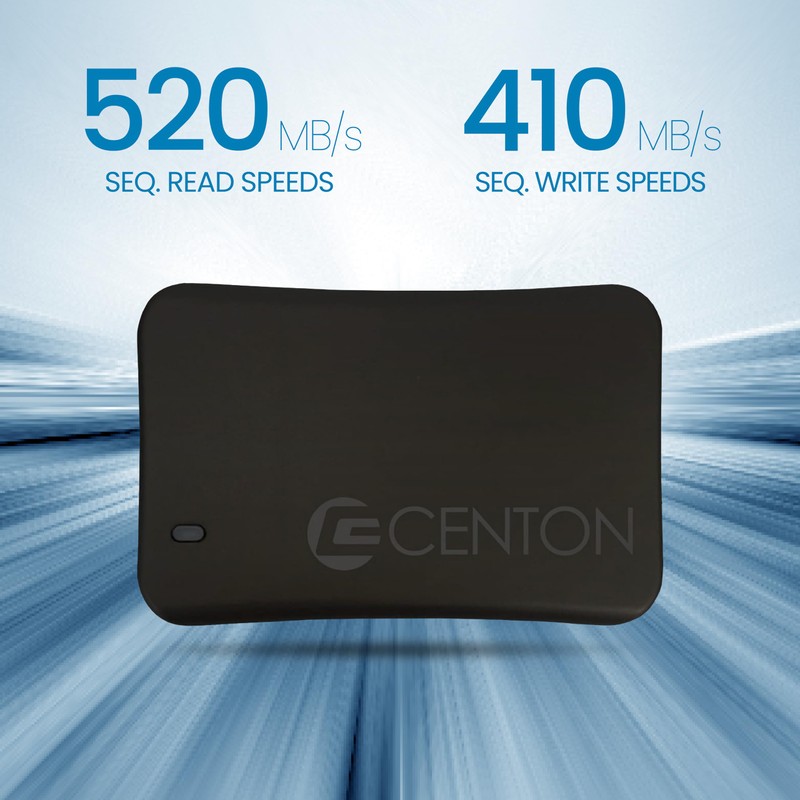 Centon External SSD (Black), USB-C 3.2 Gen 2, 1000GB