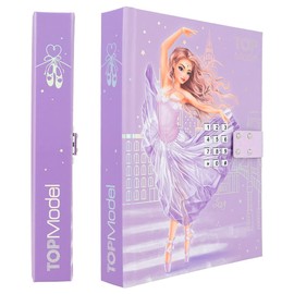 Depesche 12428 TOPModel Ballet Diary with Number Code and Sound, Purple Book with Model Motif and 80 Lined, Colourfully Illustrated Pages