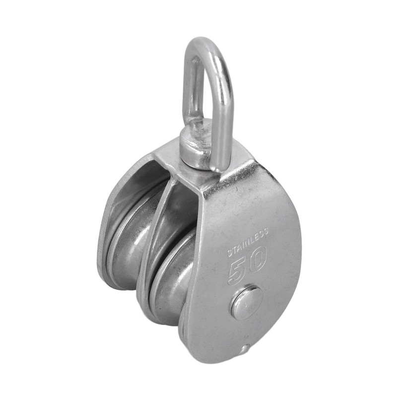 50mm/2.0in Marine Pulley Double Roller 400kg Loading 304 Stainless Steel