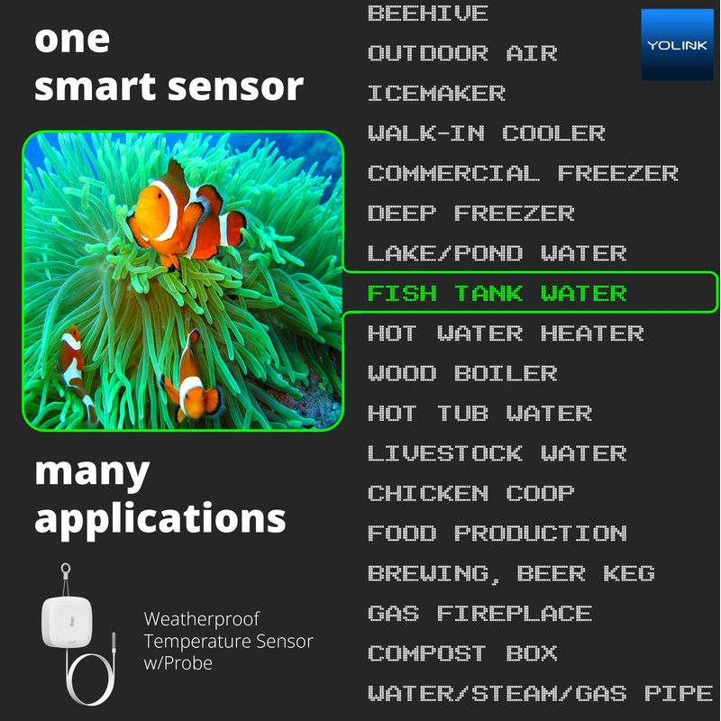 YoLink Weatherproof Fluid, Air, Surface Extreme High/Low Temperature Sensor with